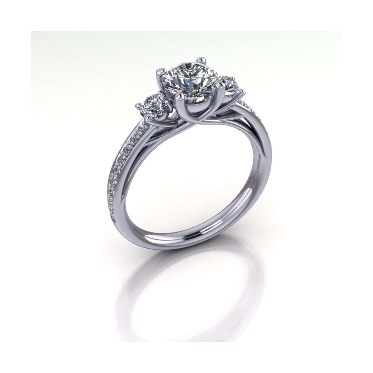 Trilogy ring in platinum 1.50 carats diamonds GIA certified G-IF