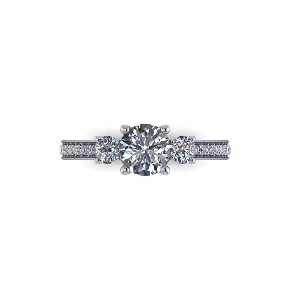 Trilogy ring in platinum 1.50 carats diamonds GIA certified G-IF