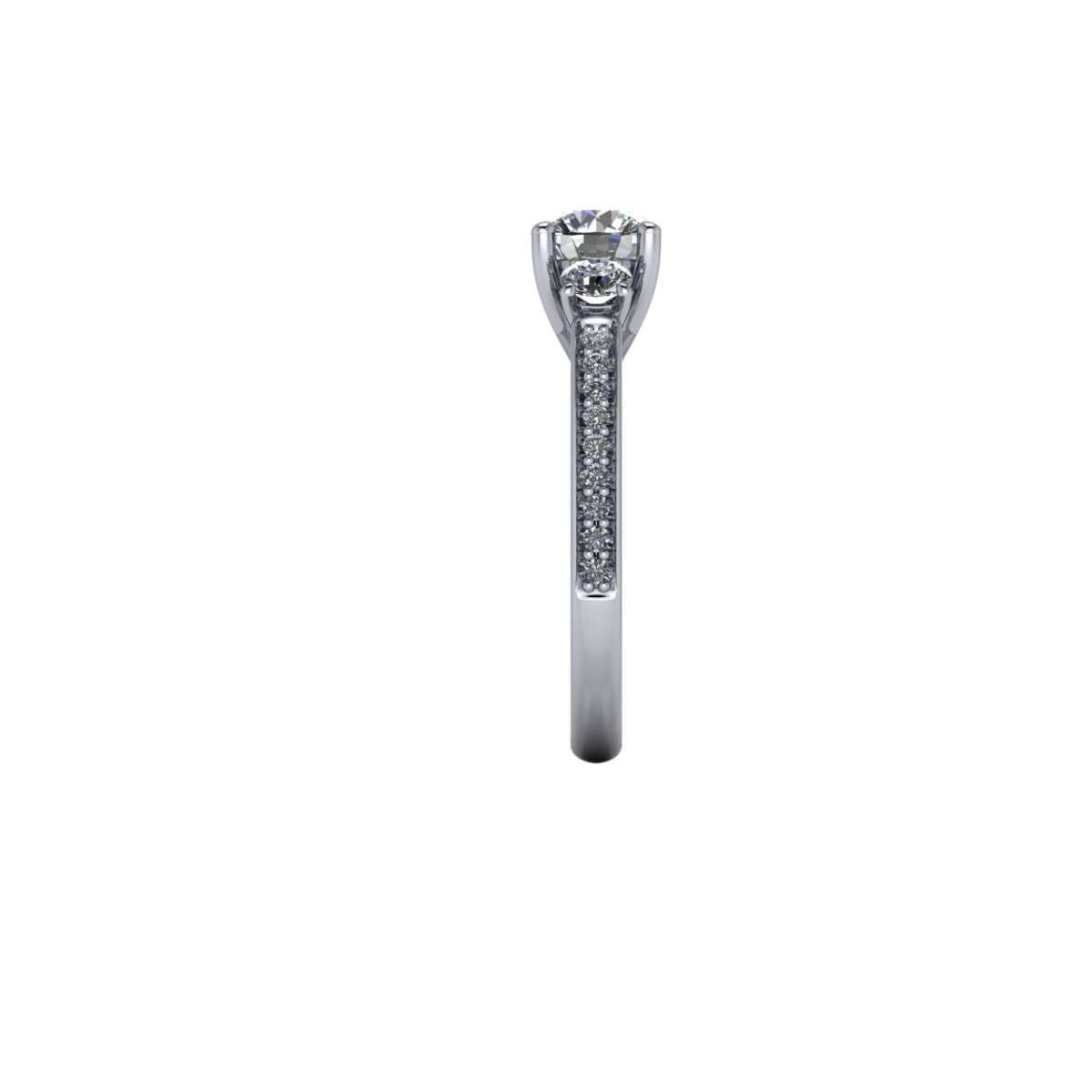 Trilogy ring in platinum 1.50 carats diamonds GIA certified G-IF