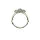White gold triligy ring with smooth shank and bezel set 1.13 carats GIA certified oval diamonds
