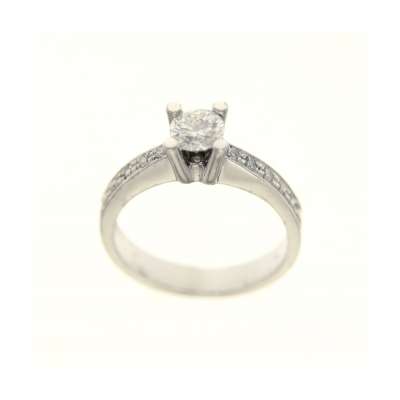 Central diamond solitaire ring GIA certified ct 0.50 F-VS2 plus side diamonds ct 0.10 G-VS1