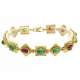 Lost wax casting bracelet with ruby and emerald root