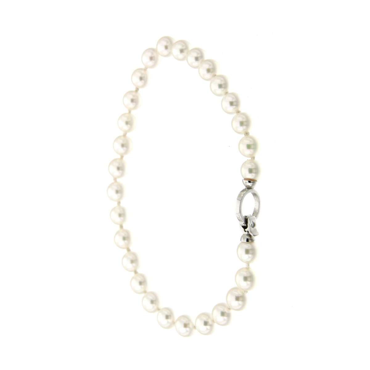 Bracciale di perle con diamanti carati 0,02 G-VS1