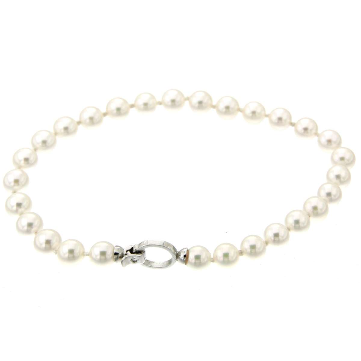 Pearl bracelet 6mm white gold clasp 0.02 carats diamonds G-VS1