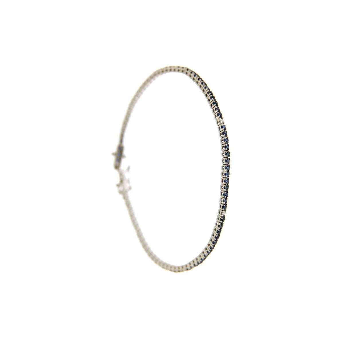 Bracciale tennis con zaffiri blu ct 2.00 intervallati da diamanti ct 0.10 G-VS1