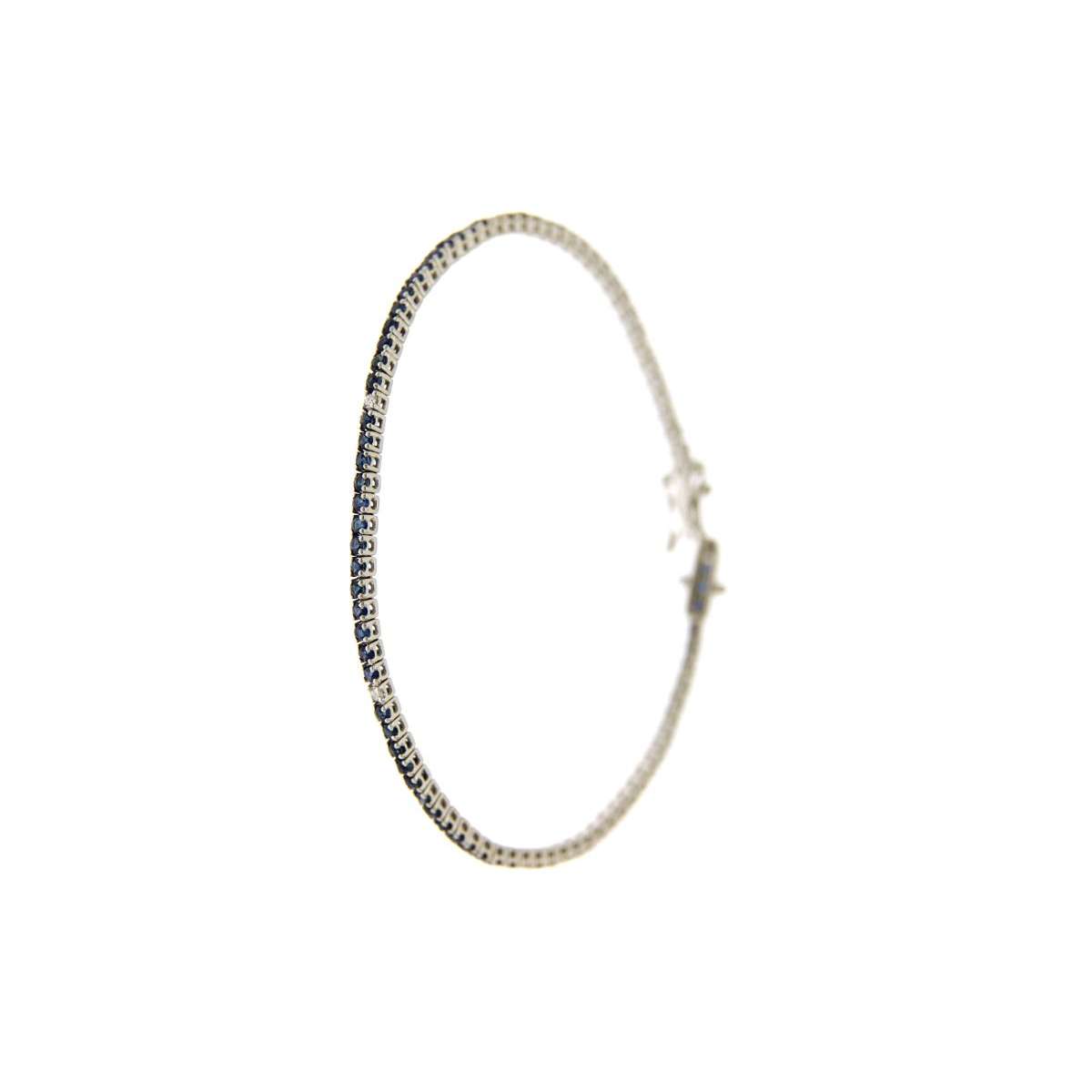 Bracciale tennis con zaffiri blu ct 2.00 intervallati da diamanti ct 0.10 G-VS1