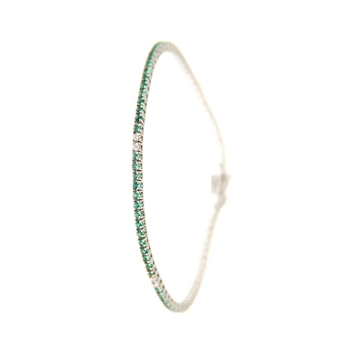 Tennis bracelet with emeralds 2 ct diamonds ct 0.20 G-VS1