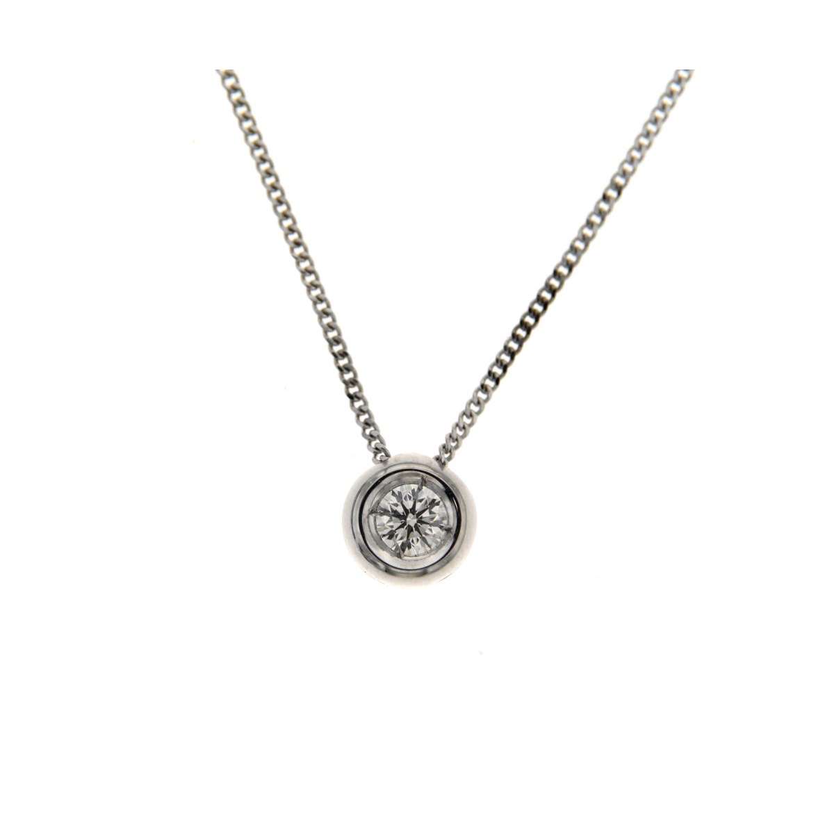 Collana punto luce a cipollina oro bianco diamante IGI carati 0,27 H-IF Collana punto luce a cipollina oro bianco diamante IGI carati 0,27 H-IF