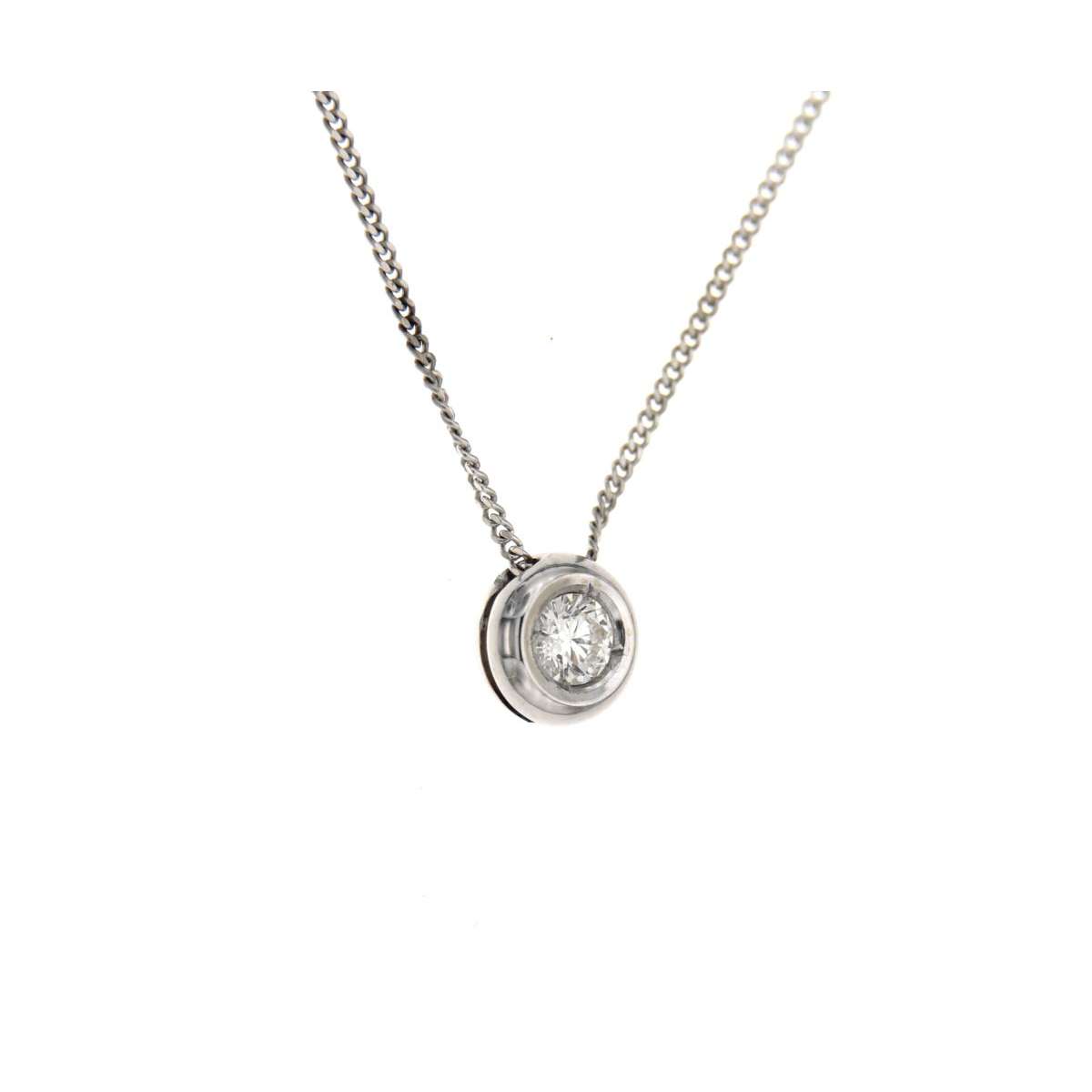 Collana punto luce a cipollina oro bianco diamante IGI carati 0,27 H-IF Collana punto luce a cipollina oro bianco diamante IGI carati 0,27 H-IF