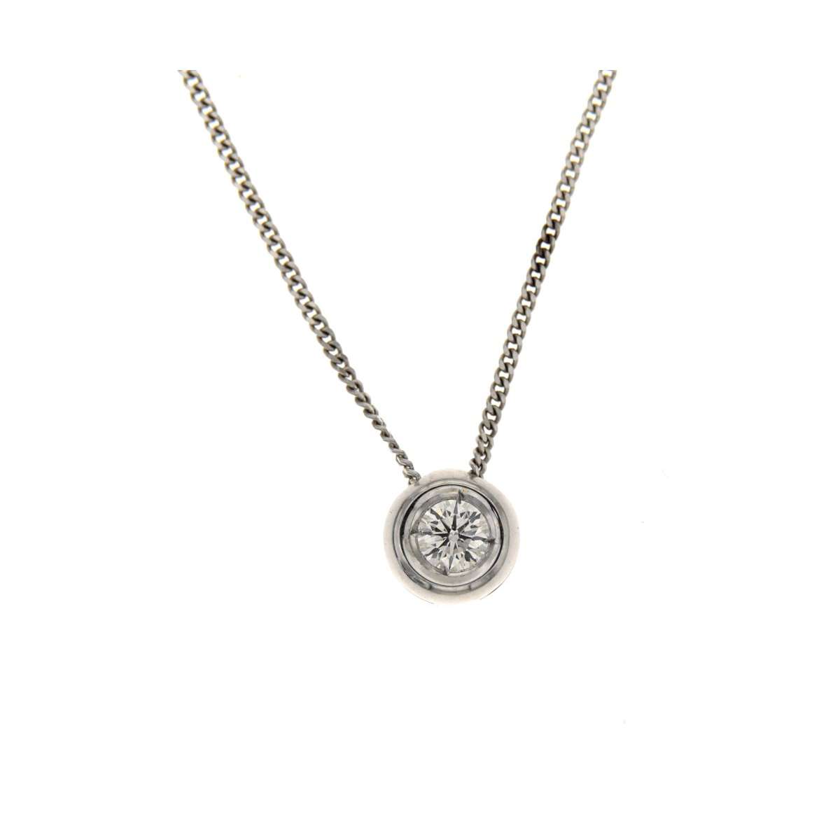 Collana punto luce a cipollina oro bianco diamante IGI carati 0,27 H-IF Collana punto luce a cipollina oro bianco diamante IGI carati 0,27 H-IF