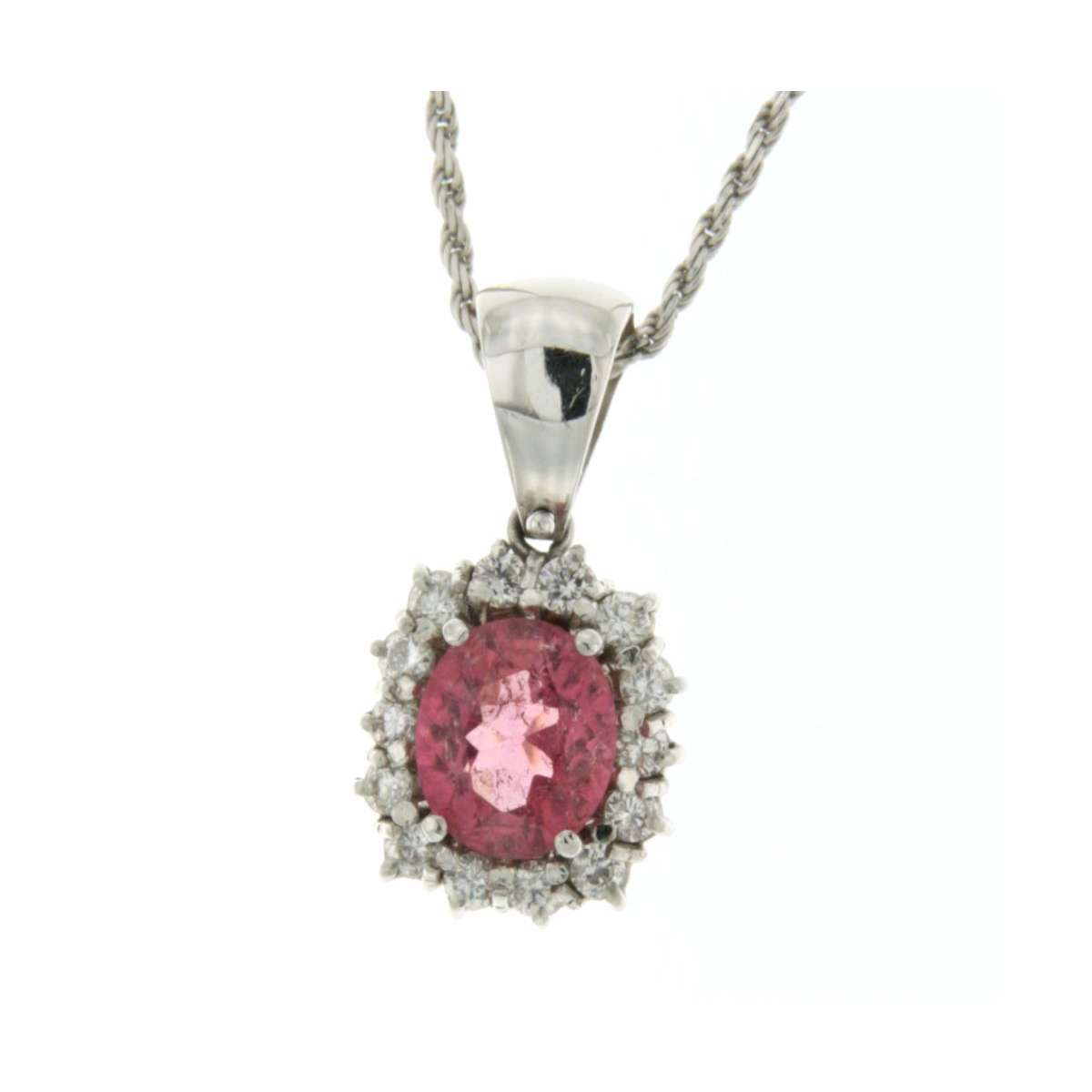 Necklace Rubellite 1.60 cts. 0.42 carats diamonds G.VS1 