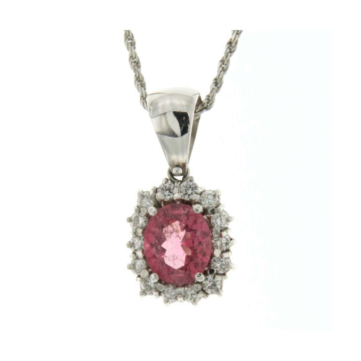 Collana rubellite carati 1,60 diamanti carati 0.42 G-VS1