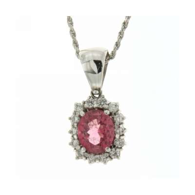 Necklace Rubellite 1.60 cts. 0.42 carats diamonds G.VS1 