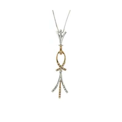 Necklace yellow gold and pink gold decorations 0.15 carats diamonds G-VS1