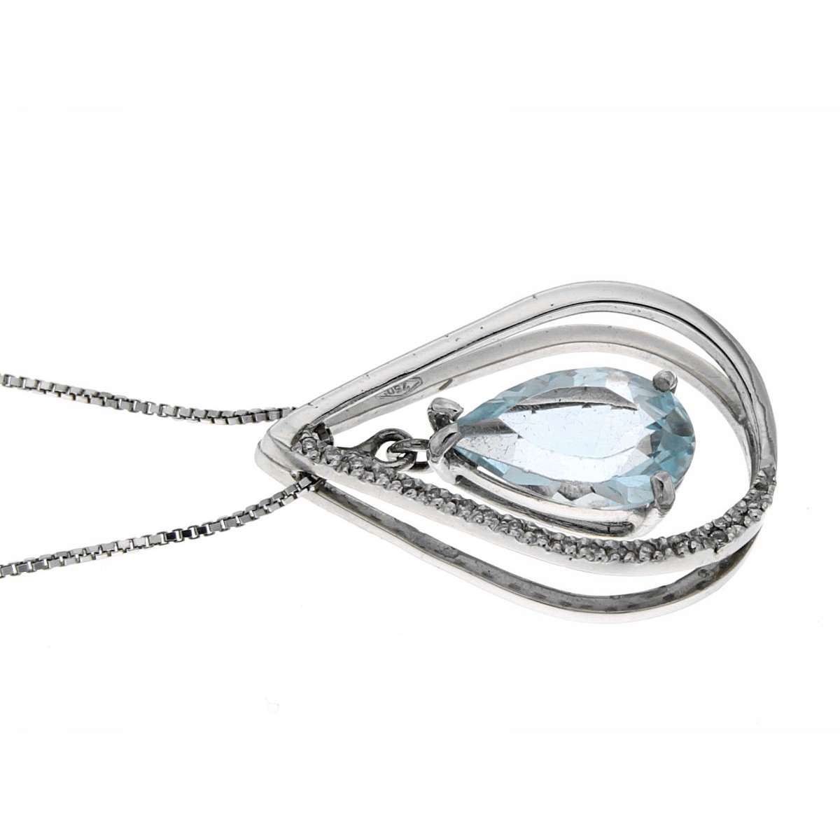 Necklace aquamarine 3.00 cts 0.09 carats diamonds G-VS1