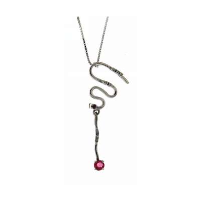 Necklace with ruby and diamonds 0.04 carats G-VS1