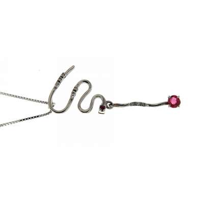 Necklace with ruby and diamonds 0.04 carats G-VS1