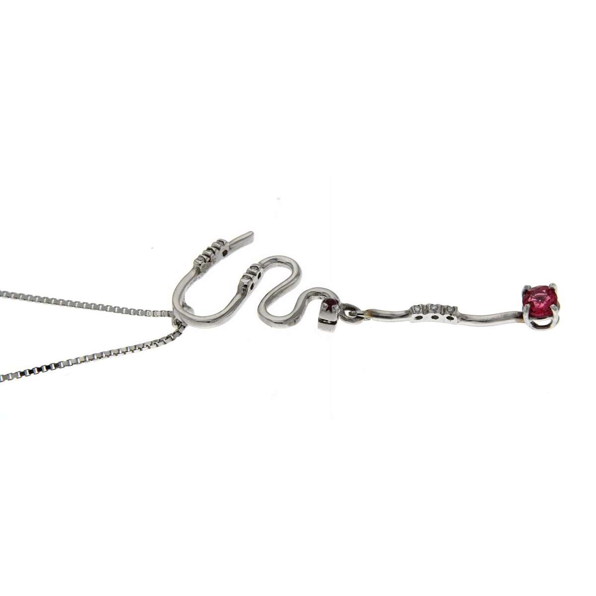 Necklace with ruby and diamonds 0.04 carats G-VS1