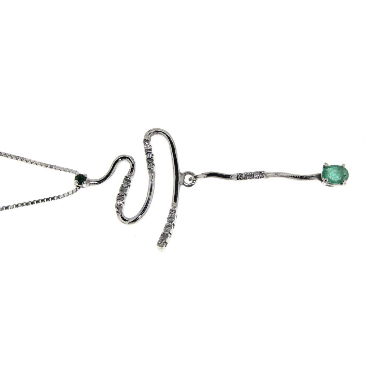 Collana con smeraldi carati 0,35 diamanti carati 0,06 G-VS1