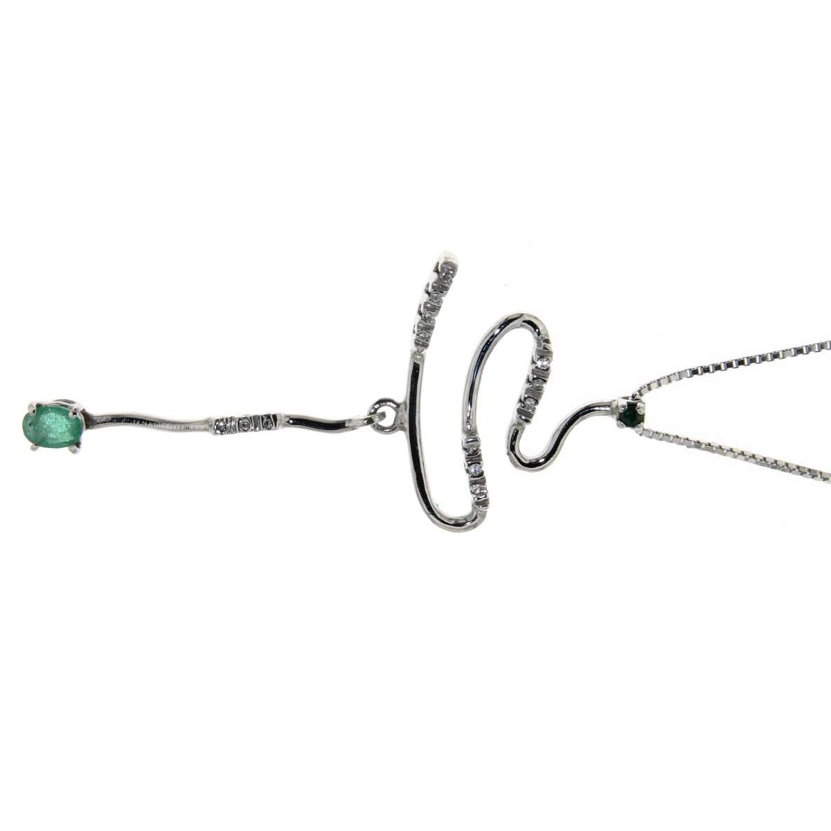 Collana con smeraldi carati 0,35 diamanti carati 0,06 G-VS1