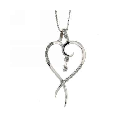Heart necklace 0.07 carats diamonds G-VS1