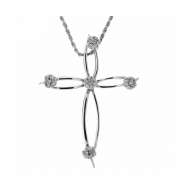 Collana con croce in oro bianco e diamanti caratura 0,32 G-VS1 Collana con croce in oro bianco e diamanti caratura 0,32 G-VS1