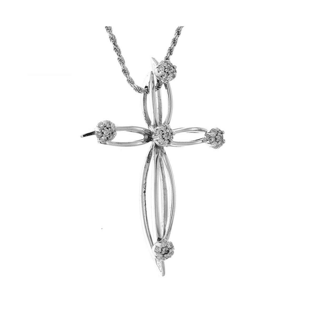 White gold cross necklace 0.32 carats diamonds G-VS1