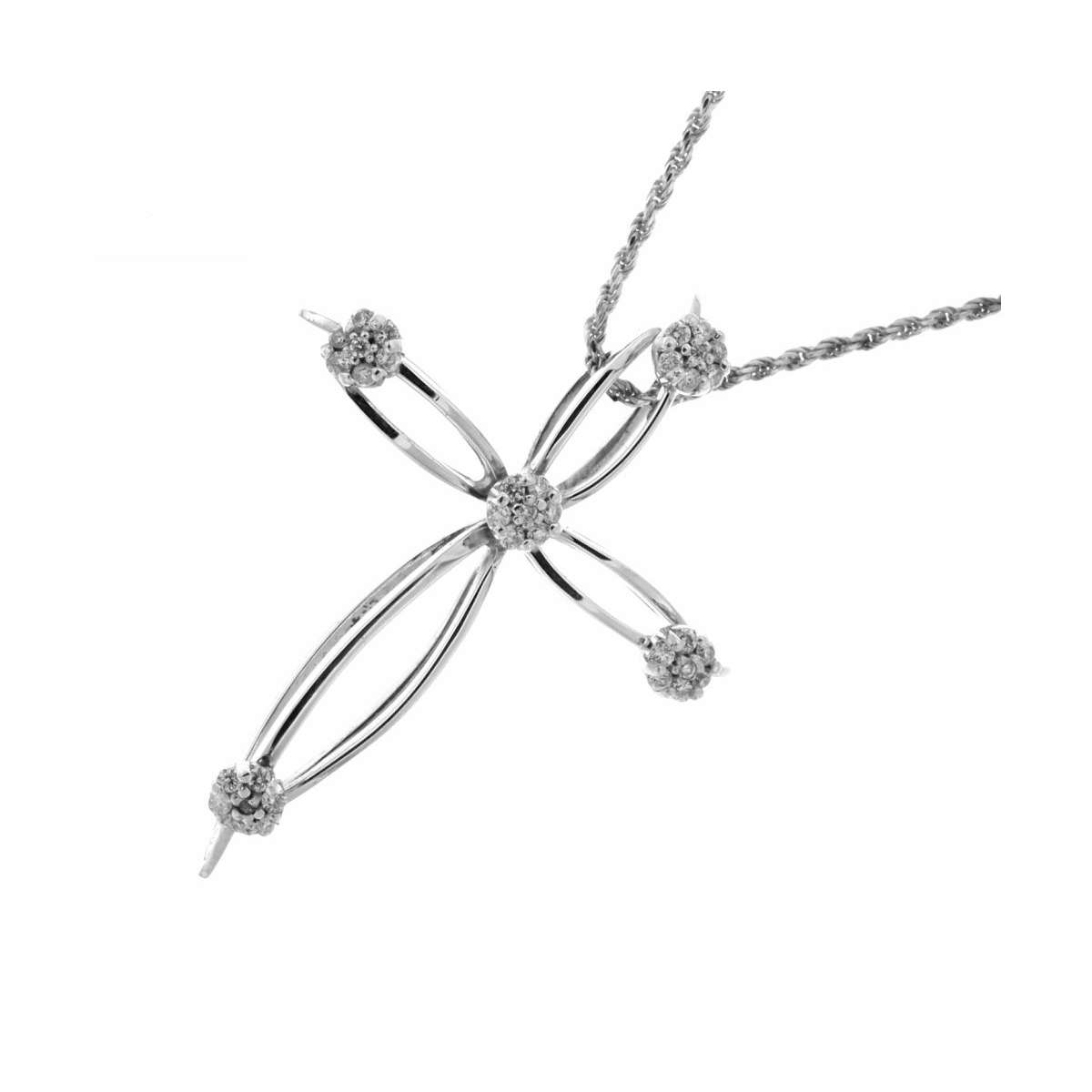 White gold cross necklace 0.32 carats diamonds G-VS1