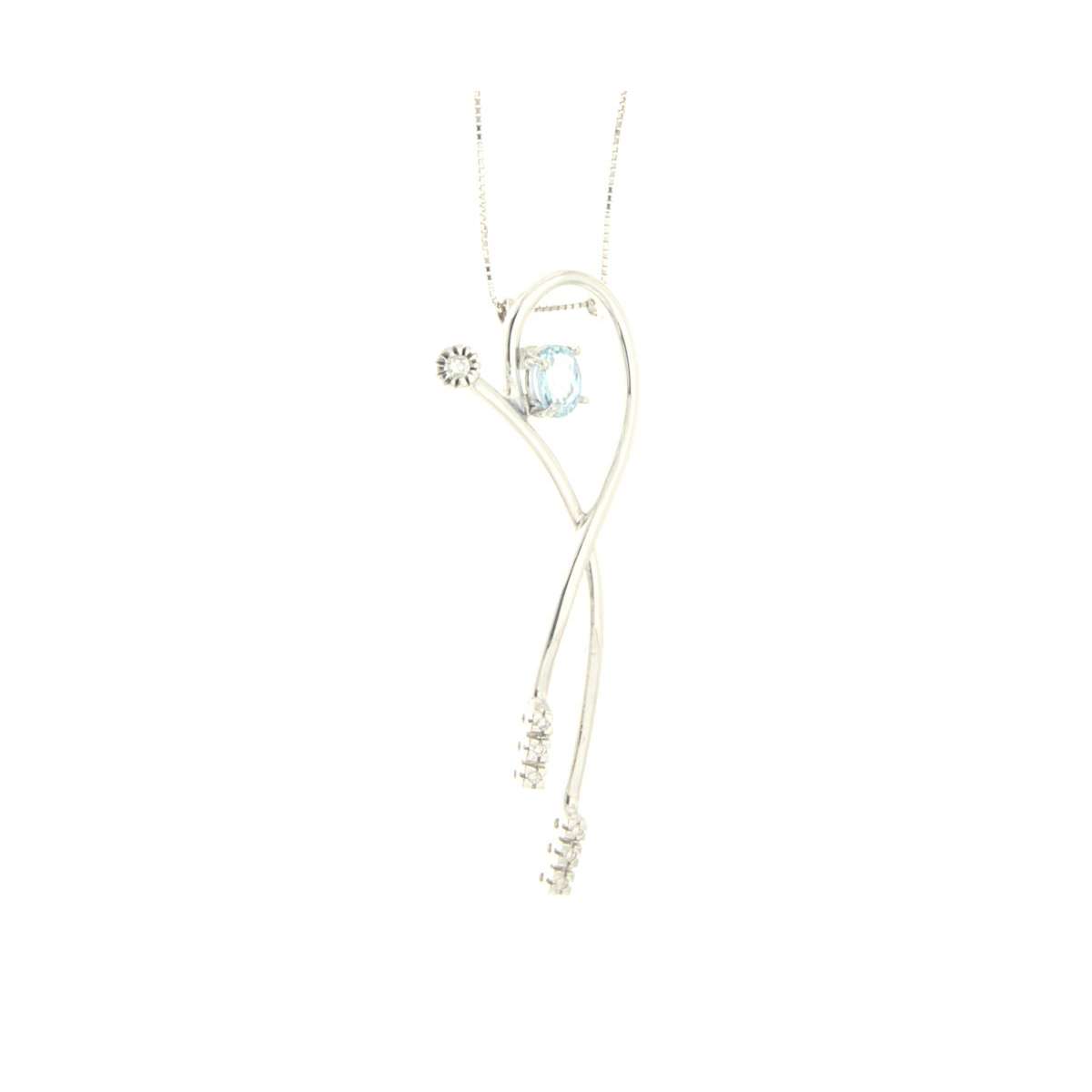 Necklace aquamarine 0.42 cts 0.05 carats diamonds G-VVS1