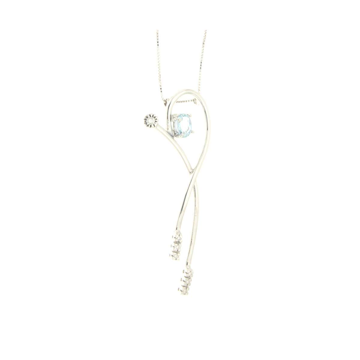 Collana acquamarina carati 0,42 diamanti carati 0,05 G-VVS1