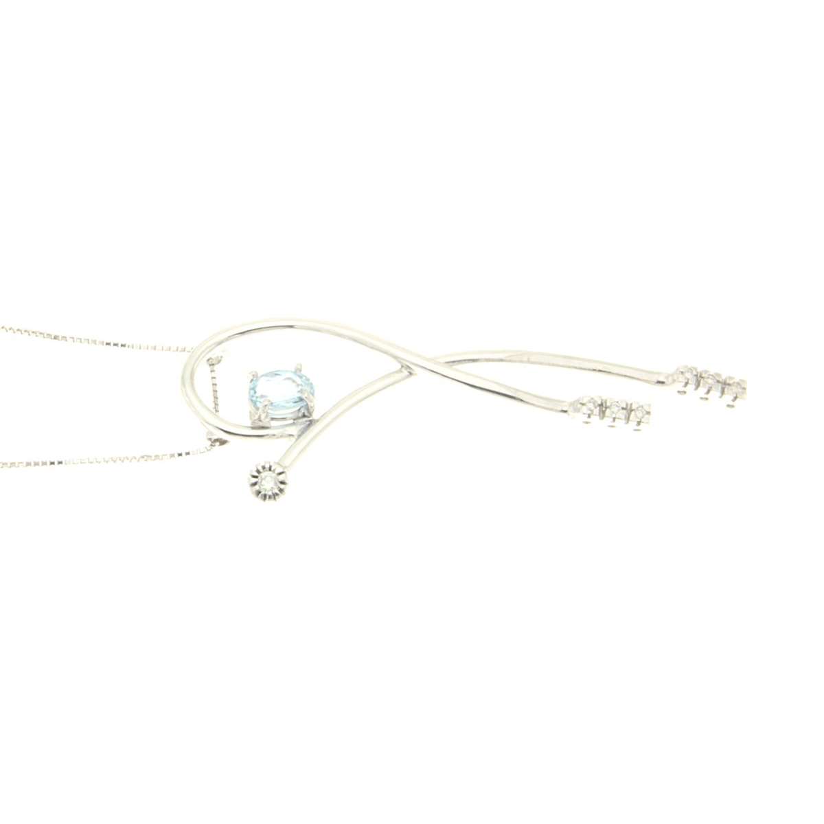 Collana acquamarina carati 0,42 diamanti carati 0,05 G-VVS1