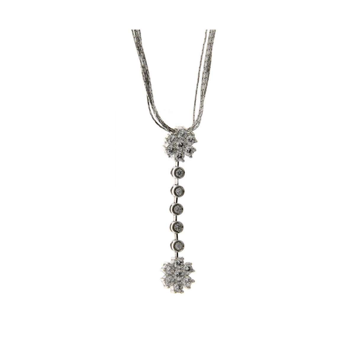 White gold multi-thread necklace 1.00 carats diamonds F-VVS1