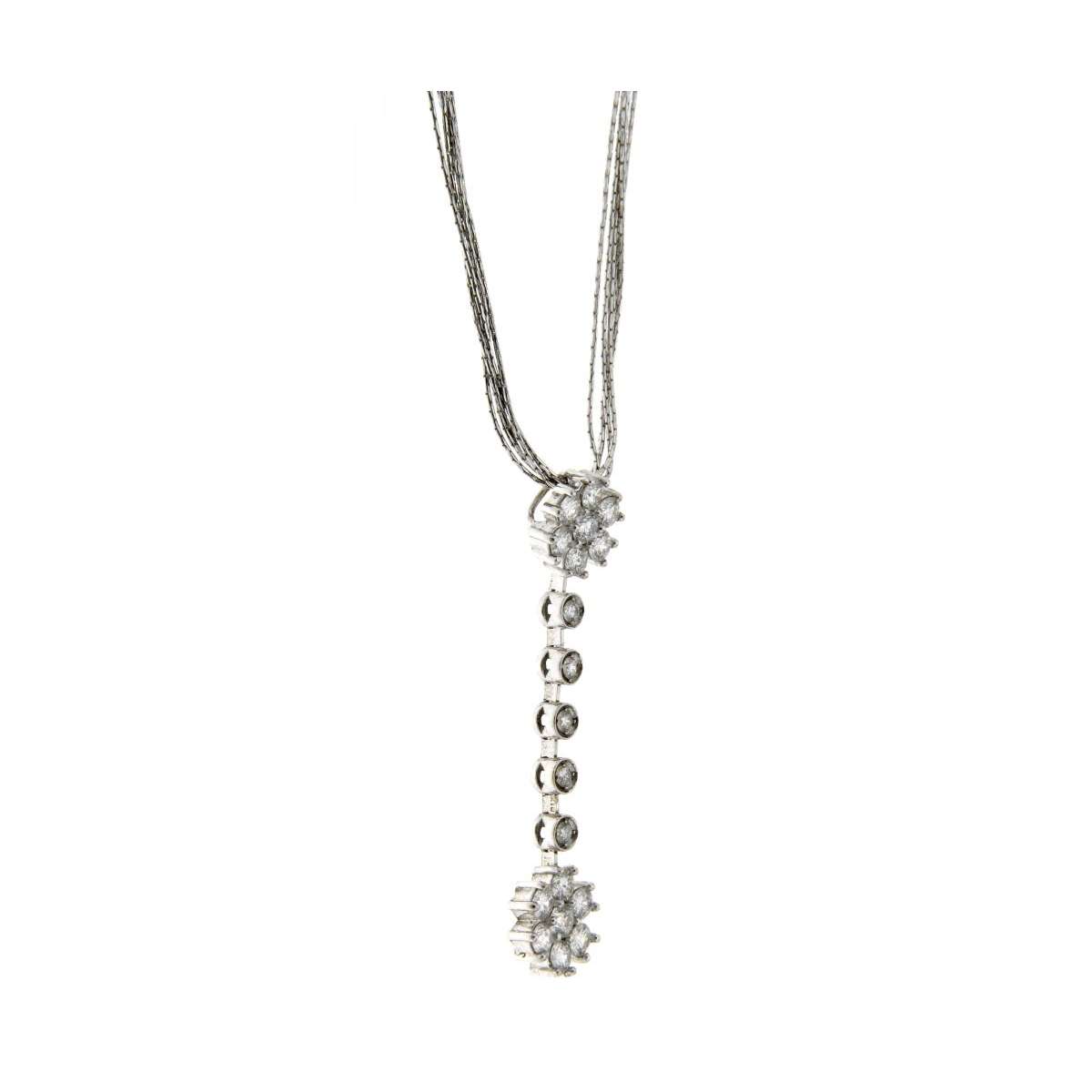 White gold multi-thread necklace 1.00 carats diamonds F-VVS1