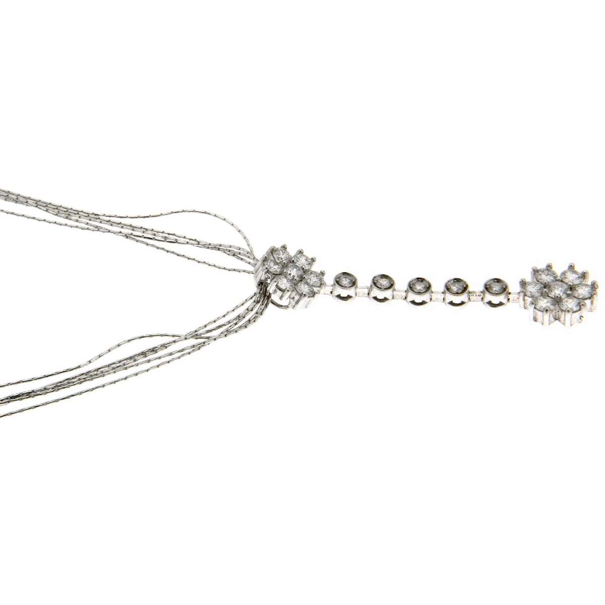 White gold multi-thread necklace 1.00 carats diamonds F-VVS1