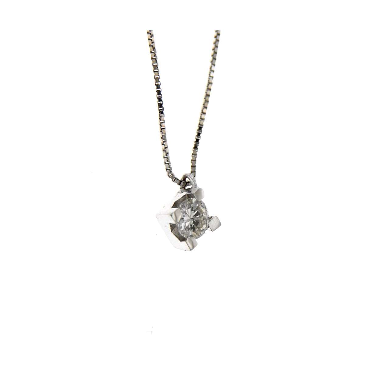 Collana  punto luce oro bianco diamante carati 0,25 G-VS1