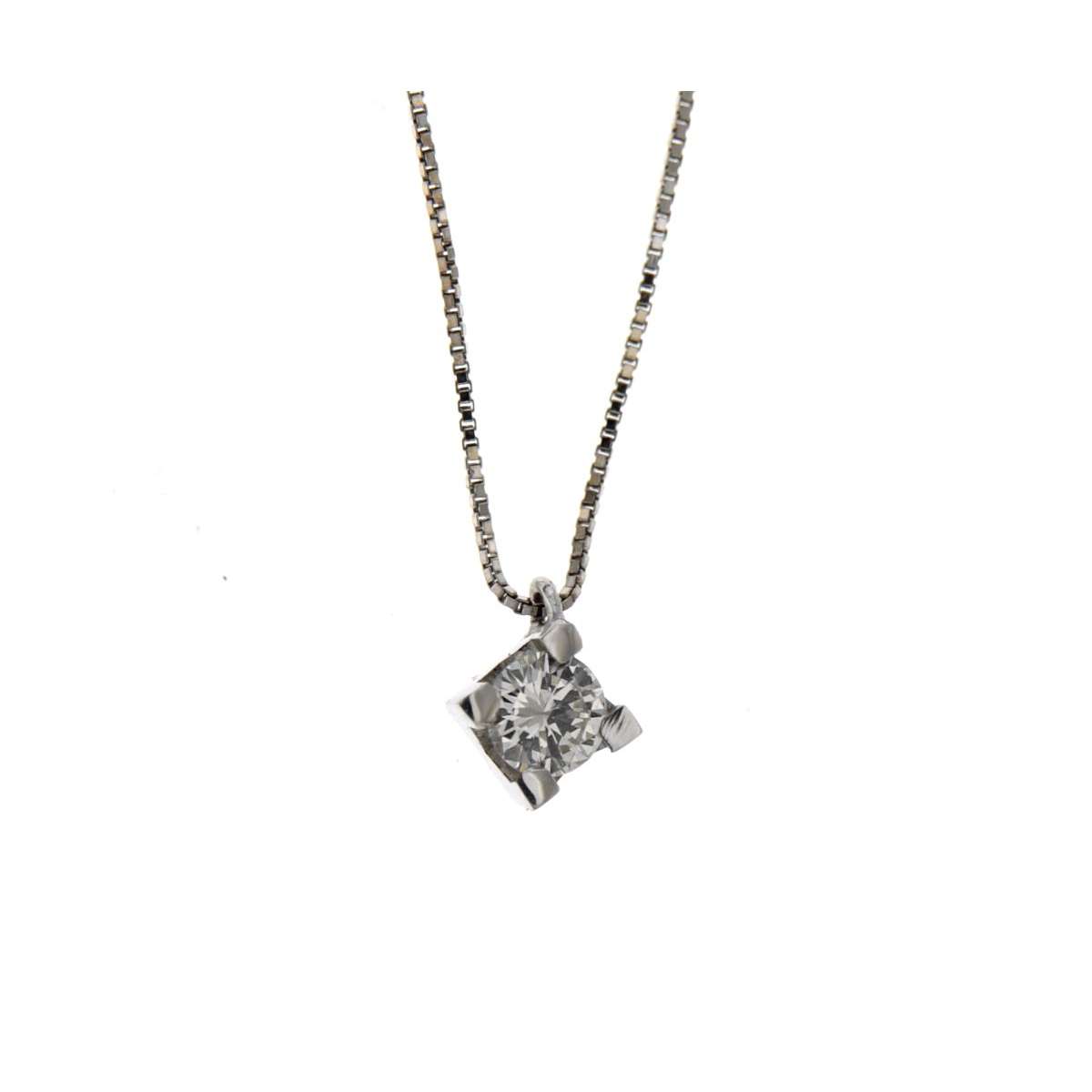 Collana  punto luce oro bianco diamante carati 0,25 G-VS1