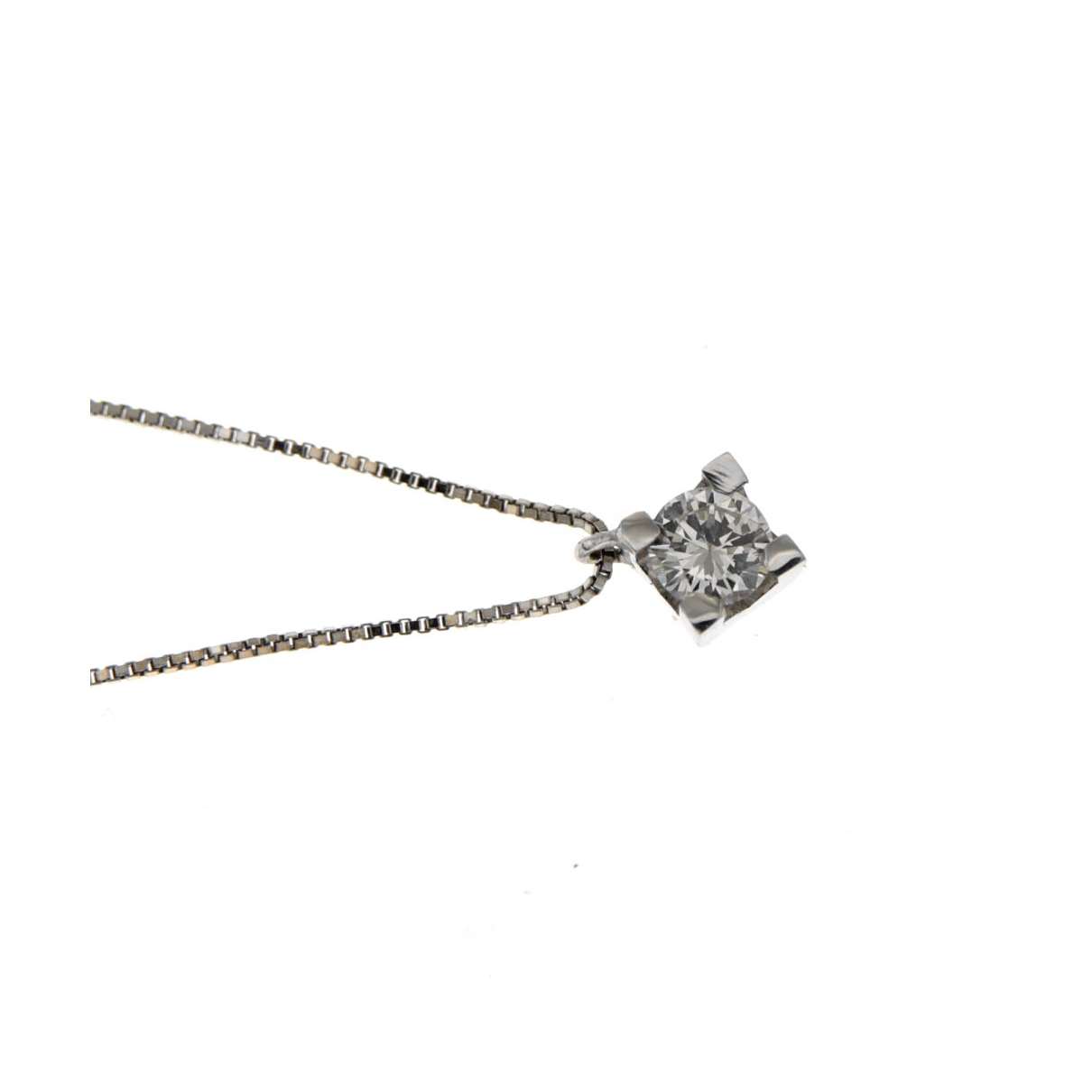 Collana  punto luce oro bianco diamante carati 0,25 G-VS1