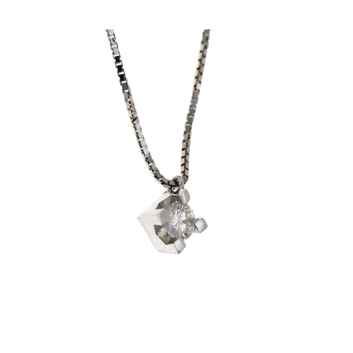 White gold solitaire necklace 0.25 carats diamond G-VS1 