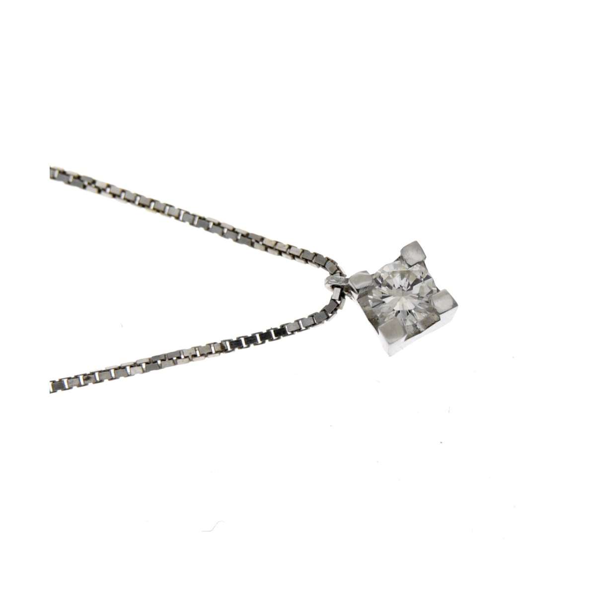 White gold solitaire necklace 0.25 carats diamond G-VS1 