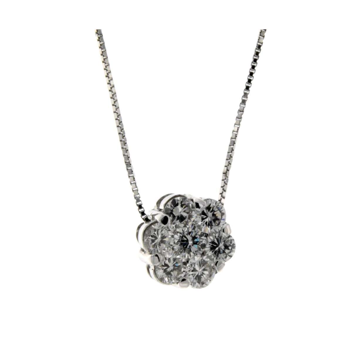 White gold fancy solitaire necklace 1.14 carats diamond G Color VVS1 clarity ideal for Christmas