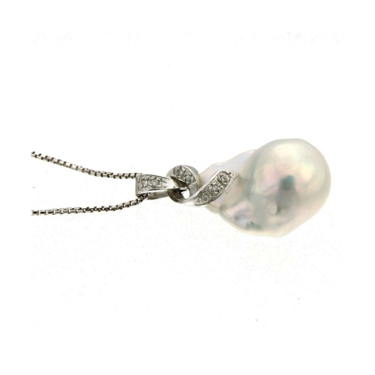 Collana perla australiana barocca mm17 diamanti carati 0,05 G-VS1