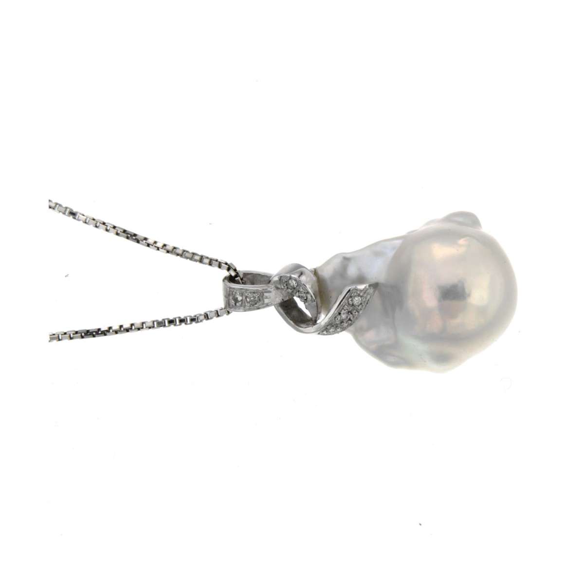 Collana perla australiana barocca mm17 diamanti carati 0,05 G-VS1