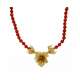 Coral necklace Lost wax casting yellow gold central 0.003 carats diamond G-VS1