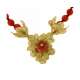 Coral necklace Lost wax casting yellow gold central 0.003 carats diamond G-VS1