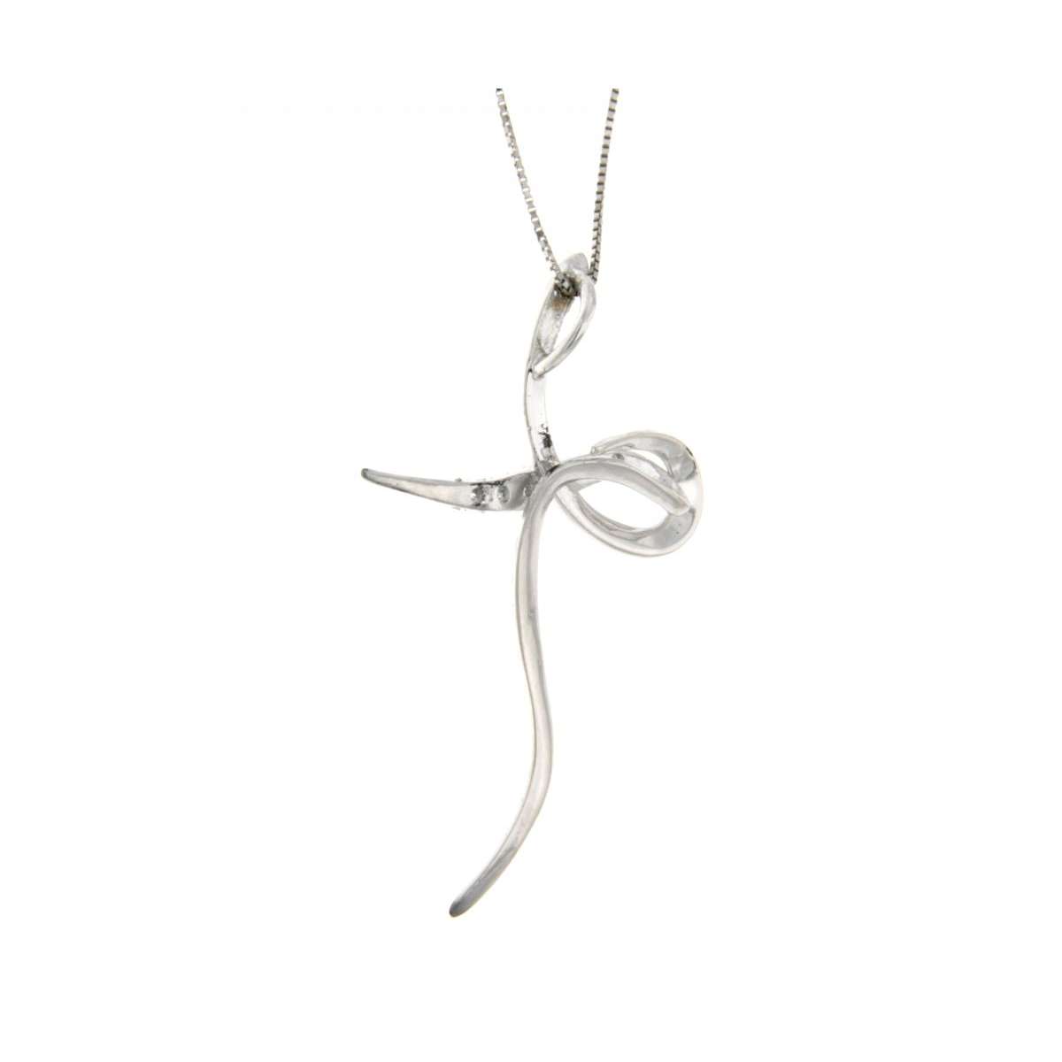 Collana croce a fantasia oro bianco diamanti carati 0,02 G-VS1