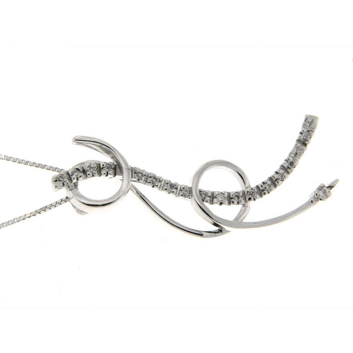 Fancy necklace with curl pendant 0.08 carats diamonds G-VS1