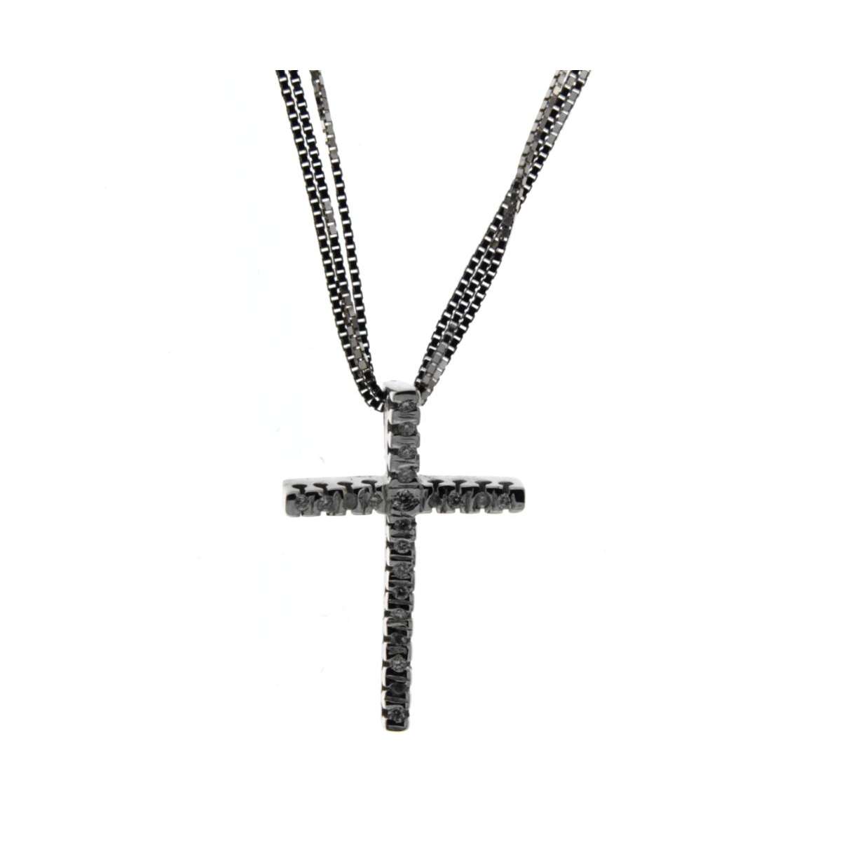 Collana multifilo con croce diamanti carati 0,075 G-VS1