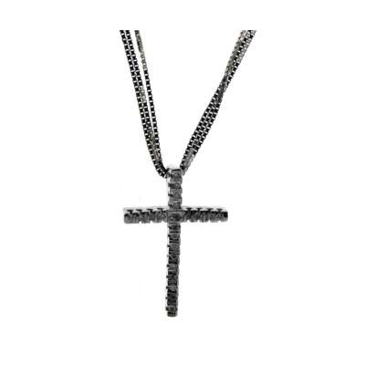 White gold multi-thread necklace for men 0.075 carats diamonds G-VS1