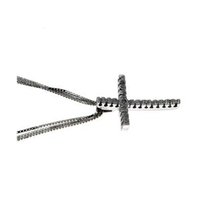 White gold multi-thread necklace for men 0.075 carats diamonds G-VS1