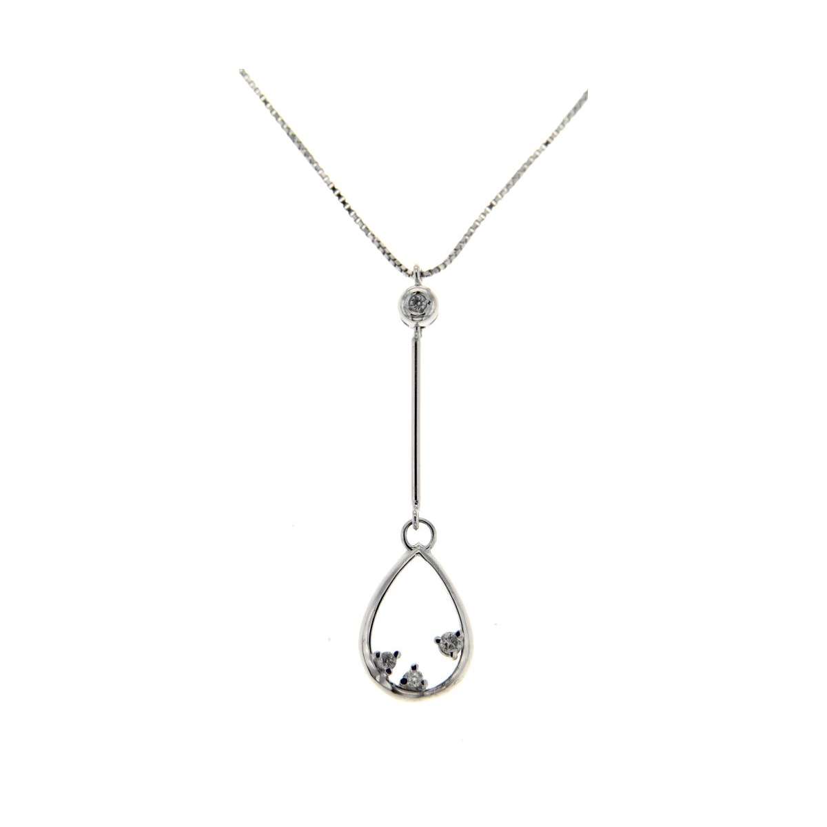 Necklace with drop-shaped pendant 0.08 carats diamonds G-VS1